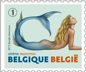 Stamp, Mythical creatures : Mermaid - Meermin - Sirène, Belgium,  , Mythology