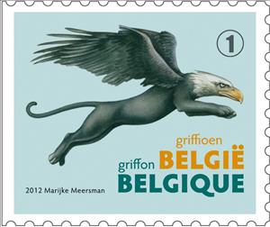 Stamp, Mythical creatures : Griffin - Griffioen - Griffon, Belgium,  , Mythology