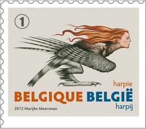 Stamp, Mythical creatures : Harpy - Harpie - Harpij, Belgium,  , Mythology