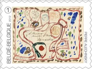 Stamp, Pierre Alechinsky: "Sans espoir de bâtiment pour Anvers ni m, Belgium,  