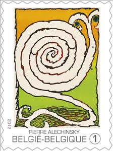 Stamp, Pierre Alechinsky: "Labyrinthe d'apparat", 1973., Belgium,  