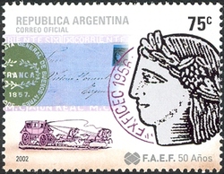 Stamp, 50 Years since the creation of the Argentine Federation of Philatelic Entities (FAEF), Argentina,  
