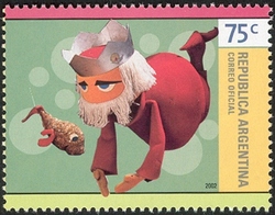 Stamp, Puppets - Marionette by Juan Enrique Acuña, Argentina,  