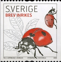 Stamp, Ladybugs, Sweden,  