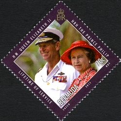 Stamp, A Lifetime of Service - H.M. Queen Elizabeth II and H.R.H. The Prince Philip, Bermuda,  