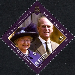Stamp, A Lifetime of Service - H.M. Queen Elizabeth II and H.R.H. The Prince Philip, Bermuda,  