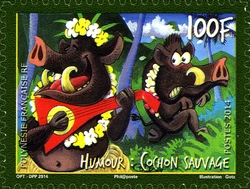 Stamp, Humour - The Wild Boar, French Polynesia,  
