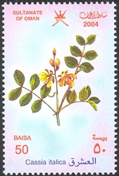 Stamp, Wild Flowers in Oman - Cassia italica, Oman,  