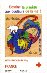 Stamp, Red Cross, France,  