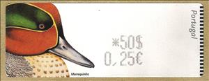 Stamp, Common Teal (Anas crecca), Portugal,  