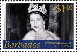 Stamp, The Diamond Jubilee of Her Majesty Queen Elizabeth II's Accession to the Throne, Barbados,  