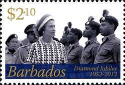 Stamp, The Diamond Jubilee of Her Majesty Queen Elizabeth II's Accession to the Throne, Barbados,  