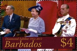 Stamp, The Diamond Jubilee of Her Majesty Queen Elizabeth II's Accession to the Throne, Barbados,  