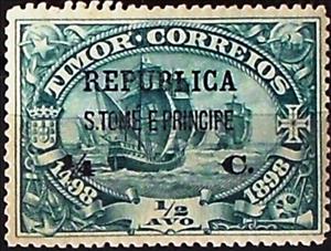 Stamp, Fleet of Vasco da Gama on the run, São Tomé and Príncipe,  