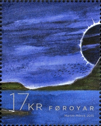 Stamp, Total Solar Eclipse 2015, Faroe Islands,  
