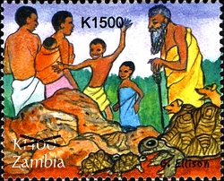 Stamp, African Legends - overprint, Zambia,  