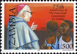 Stamp, 75th Years of Franciscan Conventuals in Zambia, Zambia,  