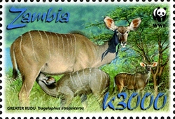 Stamp, WWF - Greater Kudu, Zambia,  