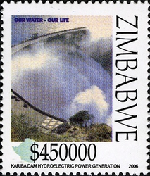 Stamp, Water Conservation and Use in Zimbabwe - Hydro electric Power Generation - Kariba Dam, Zimbabwe,  