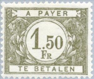 Stamp, Cijfer dik gedrukt, Belgium,  , Numbers