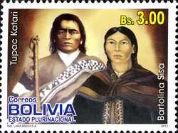Stamp, Tupac Katari y Bartolina Sisa, Bolivia,  