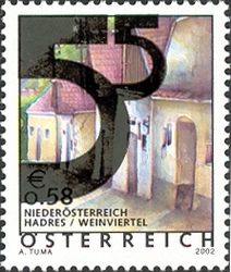 Stamp, Overprinted with new Design - Nominal value, Austria,  