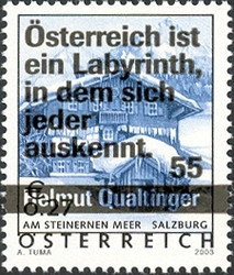 Overprinted with new Design - Quotation from Qualtinger