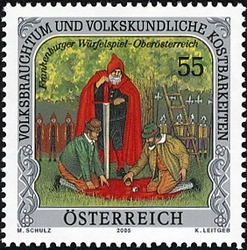 Stamp, Popular Customs and Ethnic Treasures - 'The Frankenburger Game of Dice', Austria,  