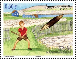 Stamp, Playing Pipette, Saint Pierre and Miquelon,  