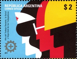Stamp, 2011 - The Year devoted to Decent Labour. Health and Safety for Workers, Argentina,  