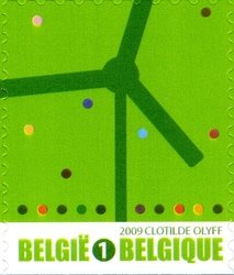 Green stamp: Wind turbine. Selfadhesive