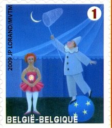 Stamp, Clown, Belgium,  , Circus