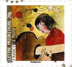 Stamp, Best Wishes, France,  