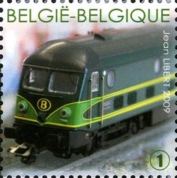 Stamp, Locomotive diesel Haine-St-Pierre SNCB, Belgium,  , Railways, Transport