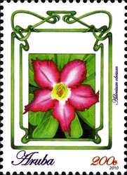 Stamp, Flowers of Aruba 2010 - Adenium obesum, Aruba,  