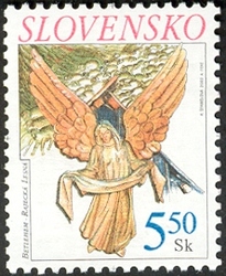 Stamp, Christmas 2002 - Slovak Nativity scene from Rajecka Lesna, Slovakia,  