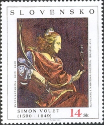 Stamp, Art - Simon Vouet - 'Saint Catherine', Slovakia,  