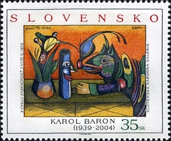 Stamp, Art - Karol Baron - From the series 'Magic of Still Life Paintings V - 1972', Slovakia,  