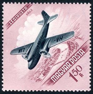 Stamp, Passenger plane Jakowlew Jak 16 over Budapest, Hungary,  , Townscapes / City Views, Aircrafts