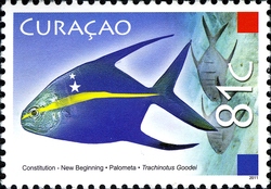 Stamp, Constitution - New Beginning - Palometa Jack, Curaçao,  