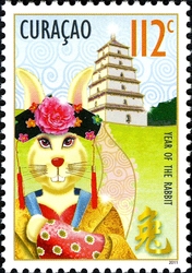 Stamp, Chinese New Year - Year of the Rabbit, Curaçao,  