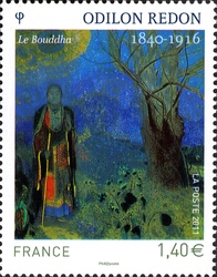 Stamp, Odilon Redon - Le Bouddha, France,  