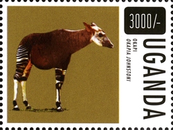 Stamp, Flora and Fauna - Animals of Africa - Okapi, Uganda,  