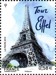 Stamp, European Capital Cities - Paris - Eiffel Tower, France,  