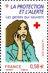 Stamp, Red Cross, France,  