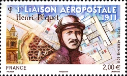 Stamp, First flight with Aeropostale, France,  