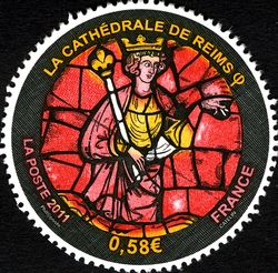 Stamp, Reims Cathedral, France,  