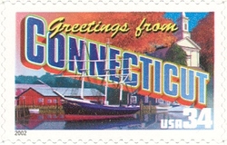 Stamp, Greetings from America - Connecticut, United States of America,  