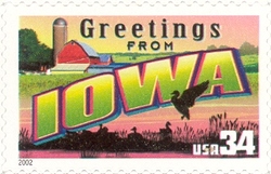 Stamp, Greetings from America - Iowa, United States of America,  