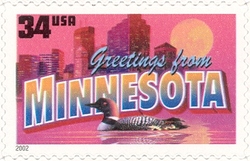 Stamp, Greetings from America - Minnesota, United States of America,  